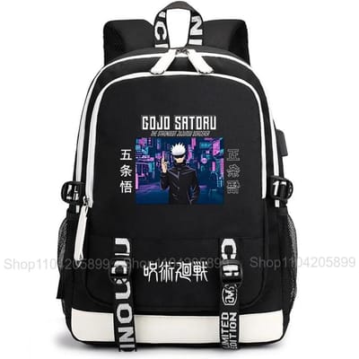 Jujutsu Kaisen Rugzak Anime Satoru Gojo Itadori Yuji Mochil Student Schooltas Grote Capaciteit USB Oplaadpoort Reizen Rugzak 16 inches