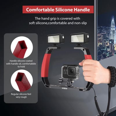 Andoer Sportcamera Onderwater Duikrig Handheld Stabilisator voor Actiecamera Kooi Duikrig met Cold Shoe Mounts
