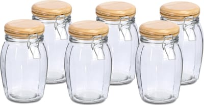 Zeller Weckpotten/inmaakpotten - 6x - 1.2L - glas - met beugelsluiting - D12 x H19 cm