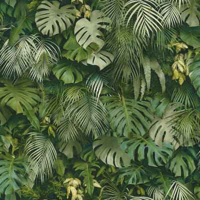 Natuur behang Profhome 372802-GU vliesbehang glad met palmen mat groen 5,33 m2