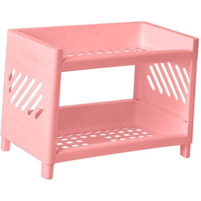 2-laags bureauplank plastic bureau opberg organizer rek voor slaapkamer studentenkamer kantoor roze roze
