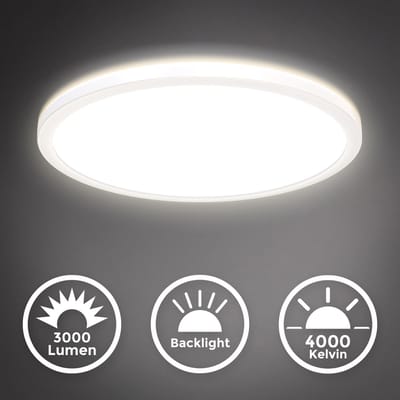 B.K.Licht - Pafonniére - dimbaar - witte plafondlamp - rond (Ø42cm) - 4.000K neutral wit licht
