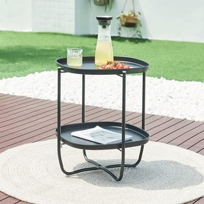 Bijzettafel voor buiten - Vierkante Dienbladtafel van Metaal - 58x46 cm - Stijlvol en Functioneel