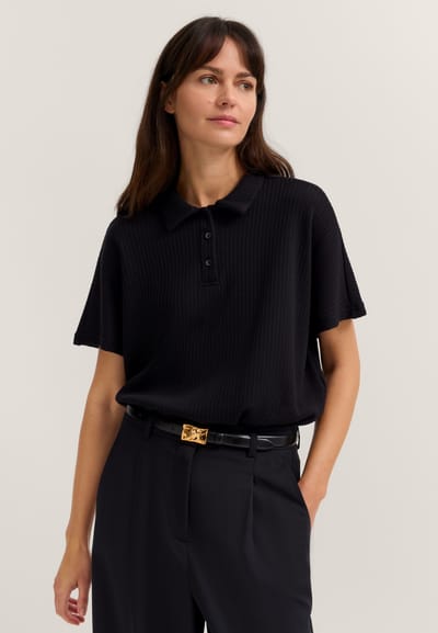 Bugatti Damen T-shirt van gestructureerd katoenmengsel