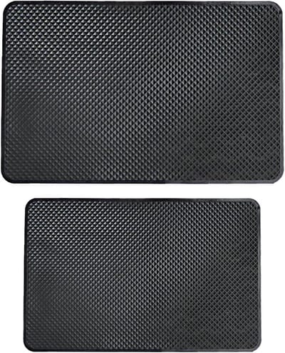 Antislip dashboardmat voor auto | Set van 2 | Voor mobiele telefoon, zonnebril, sleutels | Hittebestendig PU-materiaal