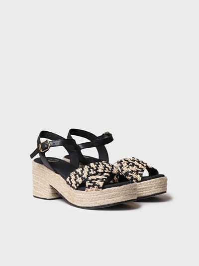 Espadrilles met open teen en brede hak voor dames | Athene