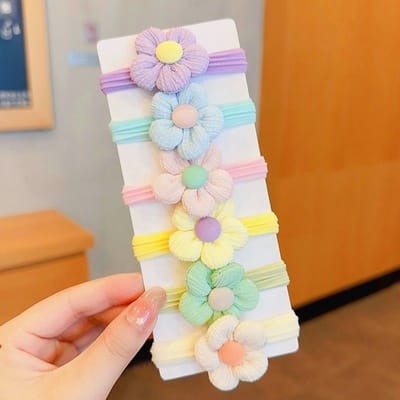 6 stuks meisjes strik haarbanden snoep kleur bloem haarbanden kinderen elastische elastiekjes paardenstaart houder kinderen haaraccessoires flower white