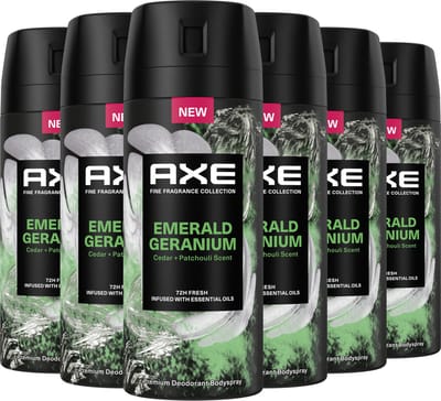 AXE - Premium Deodorant Bodyspray - Fine Fragrance Collection - Emerald Geranium - 6 x 150 ml - Voordeelverpakking