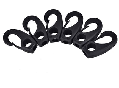 Dailygoody - Plastic Shock Bungee Rope Cord Hooks - Sjorring - Schokdempende haak - Zwart - Voor boot en kano - Varen accessoires