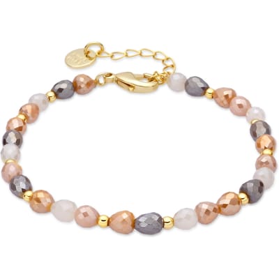 Luxenter Armband van bruin glas met 18-karaats geelgouden afwerking - Likdu
