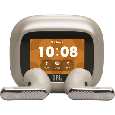 JBL Live Flex 4 – Draadloze Oortjes met Noise Cancelling – Smart Case met Touchscreen – Bluetooth Draadloos Oordopjes – 50 uur – Waterdicht – IP54 - Champagne/Beige