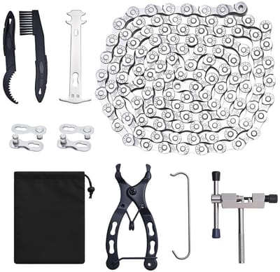 Fiets Ketting Gereedschap 1/2 x 3/32 Inch 116 Link voor 6/7/8 Versnellingen met Ketting Rivet, Pliers en Schoonmaakborstel voor Fietsonderhoud en Reparatie