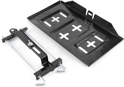 Batterijhouder Klemset - Houdbeugel Set - Voertuig Opslag - Stevige Metaalconstructie - 34 cm Lade - Zwart