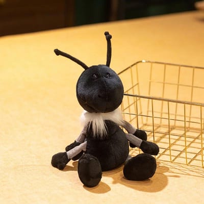 Schattige Zwarte Mier Pluche Speelgoed Zacht Pluizig Insect Knuffeldier Pop Kawaii Mier Pluche Voor Insectenliefhebbers Verjaardagscadeau Kamerdecoratie 25cm