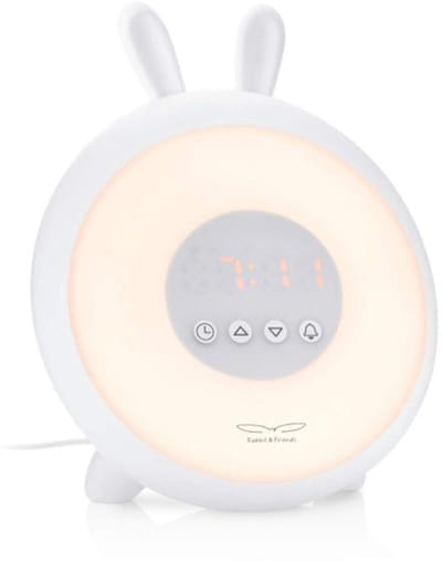 Rabbit & Friends Kinderwekker Konijn Wit – Wake-Up Light met Zonsopgang & Nachtlamp – Snooze Functie – LED Kleuren – Digitale Alarmklok