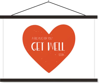 Posterhanger incl. Poster 60x40 cm - Schoolplaat - Beterschap - Spreuken - Wit - Knuffel - Textielposter - Zwarte latten