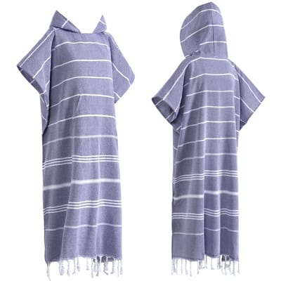 Turkse Draagbare Strandlaken Zandvrij Katoen Grote Surf Poncho met Capuchon Duikpak Wisseltowel Sneldrogend Zandvrij Badjas 75x100cm&1pc paars