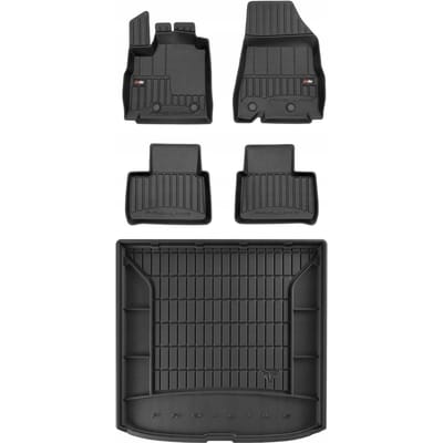 Frogum ProLine Complete Set: Luxe Rubberen Automatten + Kofferbakmat - Geschikt voor RENAULT ARKANA Vanaf 2021 - Hoge Laadvloer - Perfecte Pasvorm - Geurloos TPE - Zwart