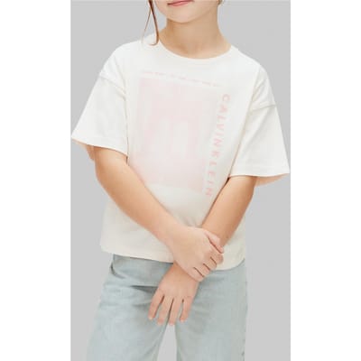 Calvin Klein Girls Ck Bridge Graphic Ss T-shirt Pearl Taglia: 8 | T-shirt Outlet | kids | Bianco