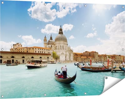 Gards Tuinposter Basiliek San Marco in Veneti� op het Water - 120x80 cm - Tuindoek - Tuindecoratie - Wanddecoratie buiten - Tuinschilderij