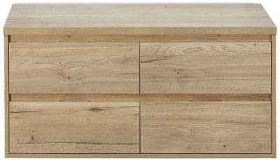 Porto Badmeubelset 120 cm - 4 Laden Natuur Eiken - Wastafelbovenblad Natuur Eiken