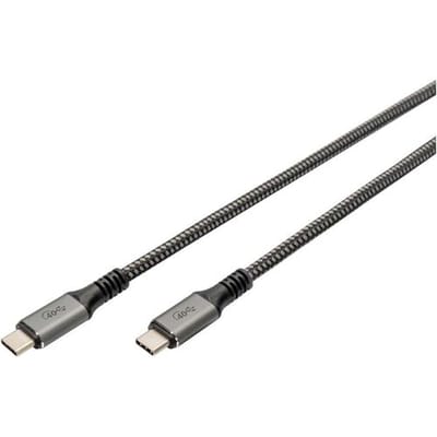 Digitus DB-300443-030-S USB-C-kabel USB 4.0 USB-C stekker 3.00 m Zwart Afscherming gevlochten, Afgeschermd, Scheurbestendig, Rond, 8K UHD