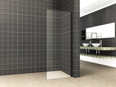 Klea Zijwand Voor Schuifbare Nisdeur Met Mat Zwart Profiel 90x200cm 8mm Antikalk Veiligheidsglas Met NANO Coating