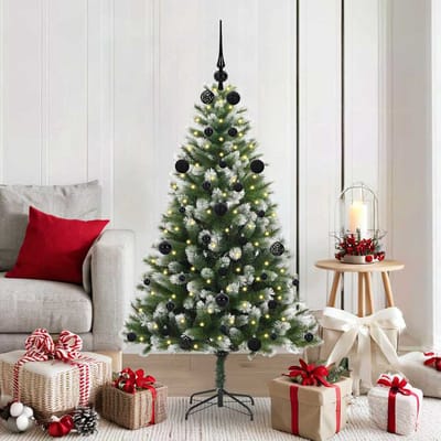 vidaXL - Kunstmatige - Scharnierende - Kerstboom - met - Gevlokte - Sneeuw - Warmwit