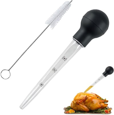 Cosensi- Vleesinjector met Borstel - Vleesinjectiespuit - Hoogwaardige TPR/PS - Ergonomisch Ontwerp - Makkelijk te Reinigen - Perfect voor Koken