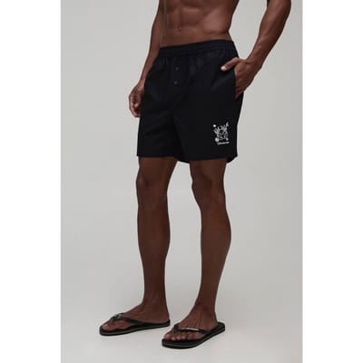 Ontspannen Katoenen Short In Boxerstijl Met Borduursel | Black | Size XS