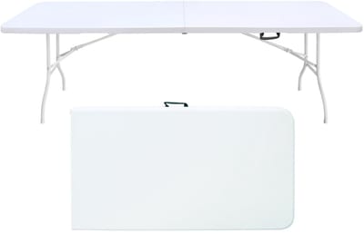 Merax Opvouwbare Tafel 244 cm - Inklapbare Campingtafel - Draagbare Vouwtafel met Handvat - Multifunctionele Klaptafel voor Binnen en Buiten - Wit