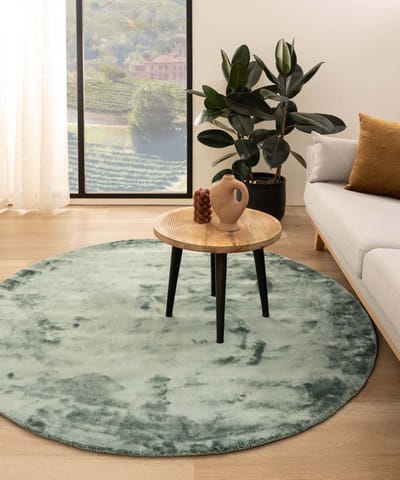 Viscose vloerkleed rond - Pearl azuurblauw 160