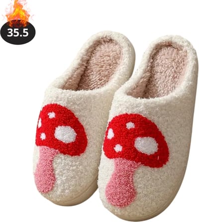 Nivard Warme Pantoffels - Sloffen - Slippers - Dames - Heren - Pluche - Maat 35.5 - Paddestoel