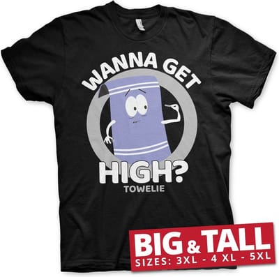 South Park Towelie Wanna Get High Big & Tall T-shirt Zwart