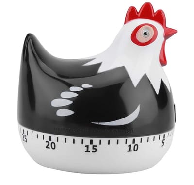 Dailygoods - Eierwekker Keuken Timer - Cartoon Kip Design - Zwart - Afteltimer tot 55 Minuten - Tijdbeheer voor Koken - Geschikt voor Thuisgebruik