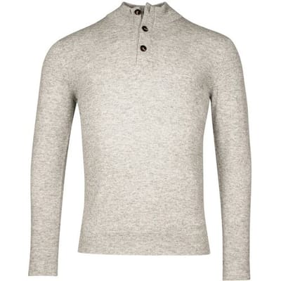 Thomas Maine Trui Half Zip Round Knit Lambswool Grijs Melange / male