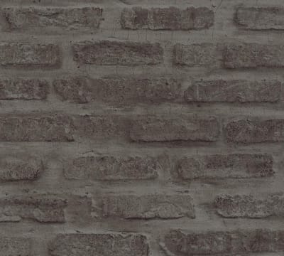 Steen tegel behang Profhome 374223-GU vliesbehang glad met natuur patroon mat grijs zwart 5,33 m2