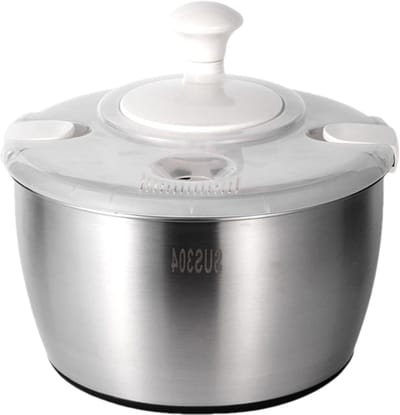 Slacentrifuge Groot - Groente Droger - Salades Maken - Roestvrij Staal - 5 Liter - Zilver