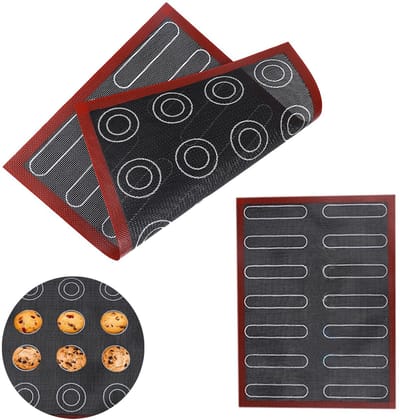 Dailygoods- Bakmat Antiaanbaklaag - Siliconen - Oven- en Magnetronbestendig - Multifunctioneel - 300 x 400 mm - Zwart/Wit/Rood - Bakplaat