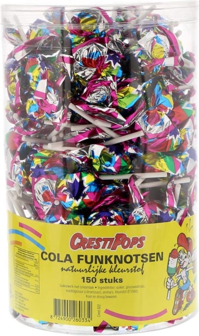 Crest - Lolly's Cola-smaak Funknotsen - Grote Emmer - Circa 150 Stuks - Heerlijke Zoete Traktatie - Lolly - Lollie