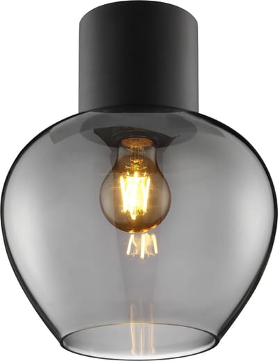 Brilliant Ligari - Plafondlamp - ø 23 cm - E27 max 1x20W - Zwart/Smoke