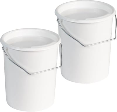 Westmark 2 melk-/voorraad-/voederemmers met handvat en deksel, inhoud: 3 l, kunststof, maxi, wit, 237922E3
