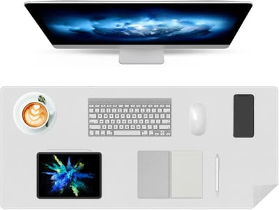 Famanu – Bureauonderlegger - muismat met en antislip - waterdichte laptop-tafelonderlegger - multifunctionele muismat - laptop bureauonderlegger voor kantoor en thuis - 80 x 40 cm - wit