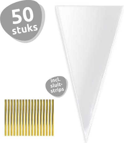Isa's Friends® - Uitdeelzakjes - 50 stuks - 37 x 18cm - Puntzakken - Snoepzakjes - Traktatie Zakjes - Cellofaan Zakjes - Cadeauzakjes - Uitdeelzakjes Kinderfeestje - Traktatie Uitdeelcadeautjes - Zakjes Traktatie