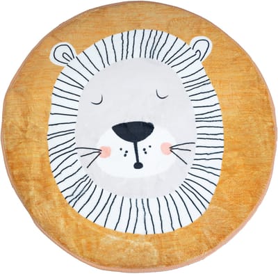 Honeybears vloerkleed rond kinderen – Kindervloerkleed - Speelkleed kinderen leeuw – Kinderkamer vloerkleed – Vloerkleed dieren - Babykamer – 100x100cm