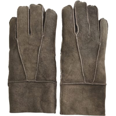 Unisex bruine schapenvacht suède handschoenen met oprolbare/neerwaartse manchetten