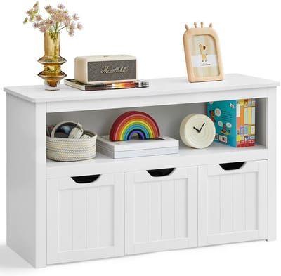 JOYNEXTBUY - Kinder Speelgoedkast met Wielen – Speelgoedopberger – Opbergkast voor Kinderkamer – Opbergbox met Legplanken - Wit