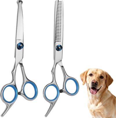 Curved Scharen voor Huisdieren, RVS Veiligheidsgrooming Scharen met Ronde Punt, Perfect voor Honden en Katten, 2 Stuks