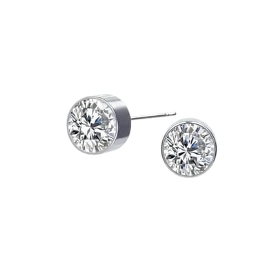 Aramat Jewels | Oorbellen | Oorstekers – Staal Kristal Transparant Zilverkleur (6mm) | | | |6mm | Staal | Kinderen, Volwassenen | Verkleurd niet