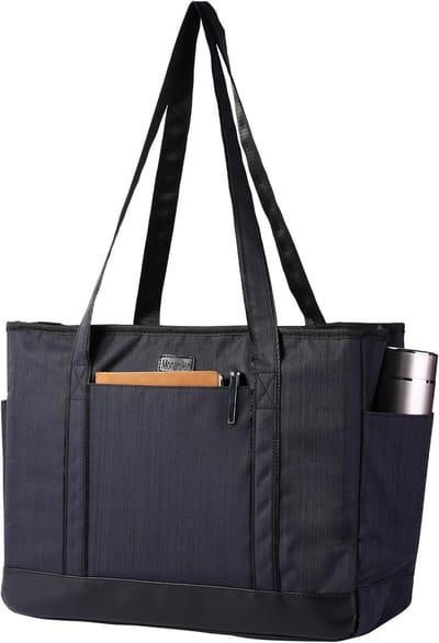 Leren Tas - Draagtas Werk - Professioneel Gebruik - Laptop Compartiment - 43x17x32.5 cm - Zwart